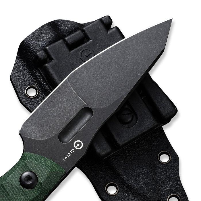 Civivi Propugnator Fixed Blade Green Canvas Micarta Black Stonewashed Reverse Tanto D2 - Knives.mx