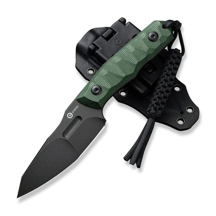 Civivi Propugnator Fixed Blade Green Canvas Micarta Black Stonewashed Reverse Tanto D2 - Knives.mx