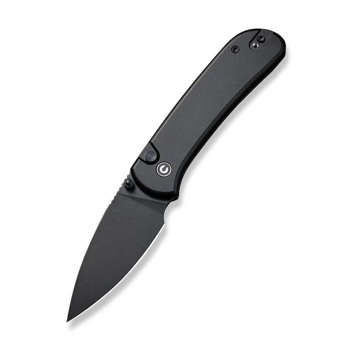 Civivi Qubit Button Lock Blackout Aluminum Stonewashed Drop Point 14C28N - Knives.mx