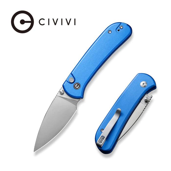 Civivi Qubit Button Lock Bright Blue Aluminum Satin Drop Point 14C28N - Knives.mx