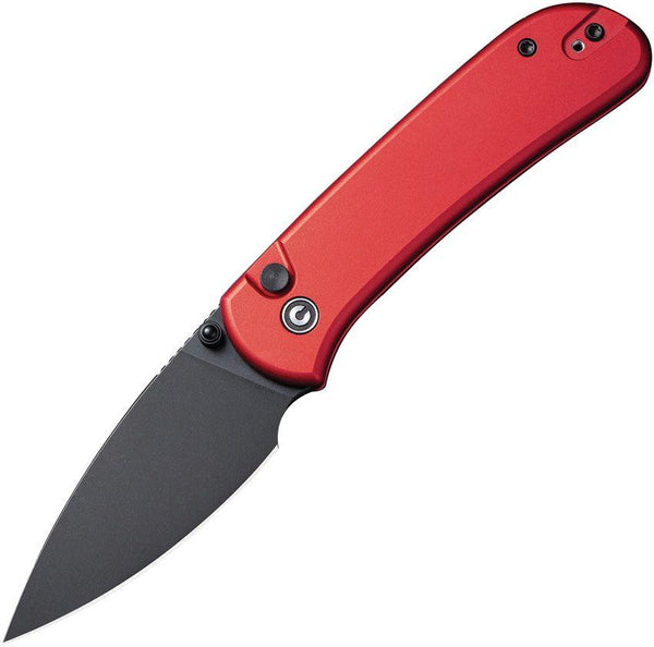 Civivi Qubit Button Lock Red Aluminum Black Stonewashed Drop Point 14C28N - Knives.mx