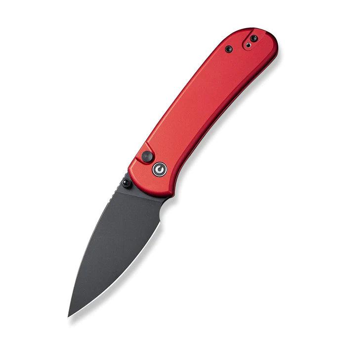 Civivi Qubit Button Lock Red Aluminum Black Stonewashed Drop Point 14C28N - Knives.mx