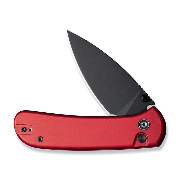 Civivi Qubit Button Lock Red Aluminum Black Stonewashed Drop Point 14C28N - Knives.mx