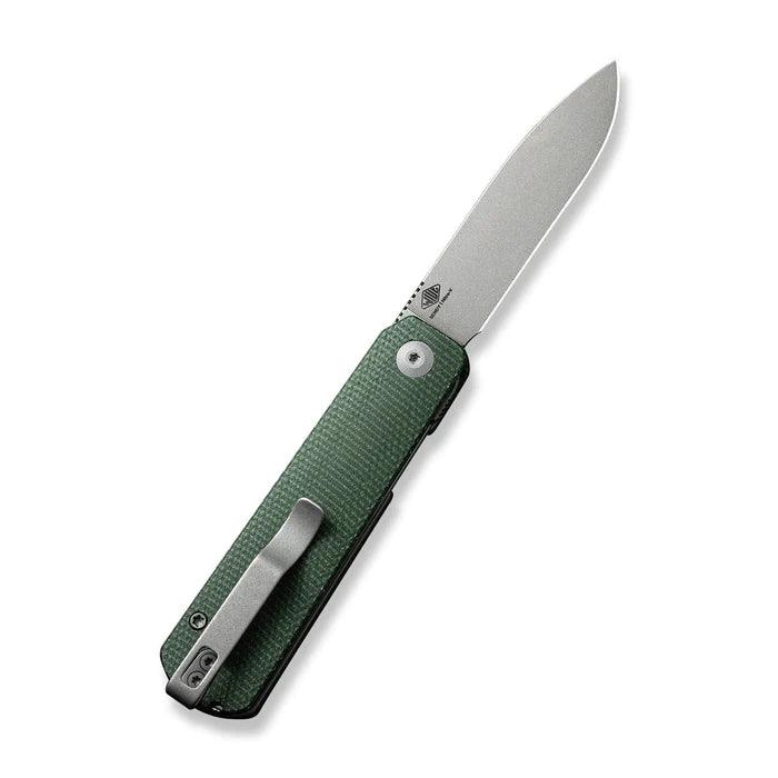 Civivi Sendy Liner Lock Green Canvas Micarta Gray Stonewashed Drop Point Nitro-V - Knives.mx