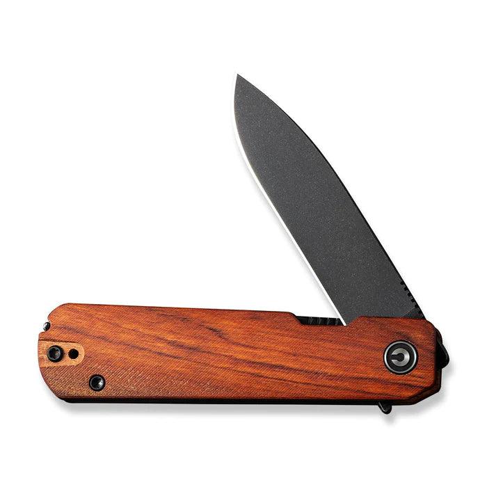 Civivi Sendy Liner Lock Guibourtia Wood Black Stonewashed Drop Point Nitro-V - Knives.mx