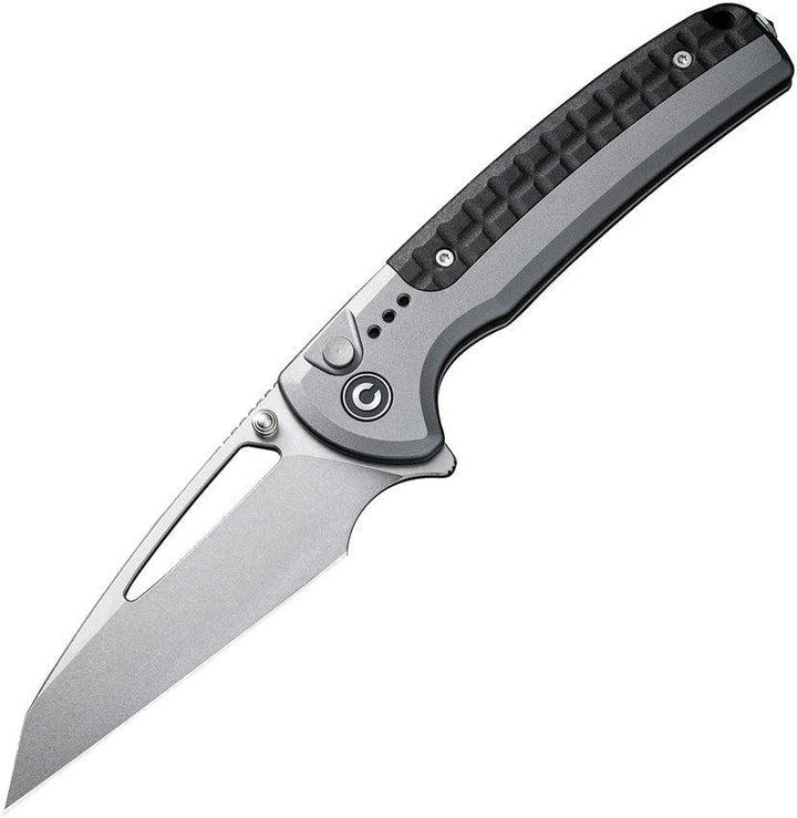 Civivi Sentinel Strike Button Lock Gray Aluminum Black Reverse Tanto K110 - Knives.mx