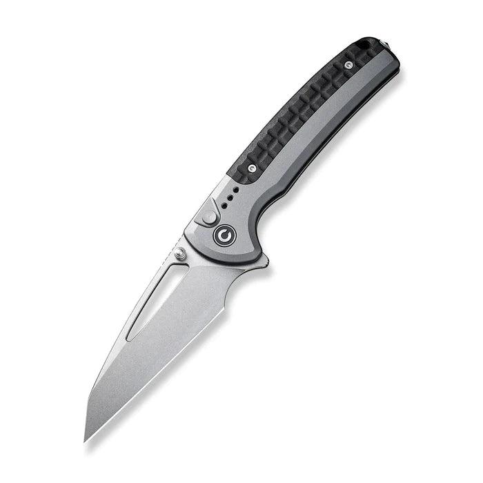 Civivi Sentinel Strike Button Lock Gray Aluminum Black Reverse Tanto K110 - Knives.mx