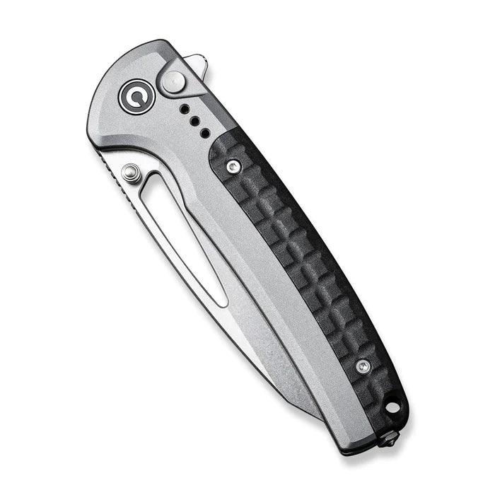 Civivi Sentinel Strike Button Lock Gray Aluminum Black Reverse Tanto K110 - Knives.mx