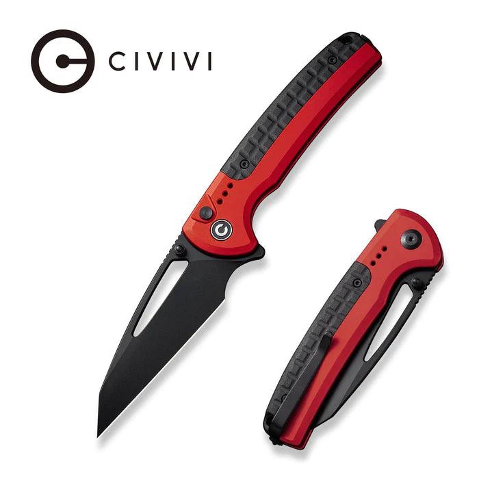 Civivi Sentinel Strike Button Lock Red Aluminum Black Reverse Tanto K110 - Knives.mx