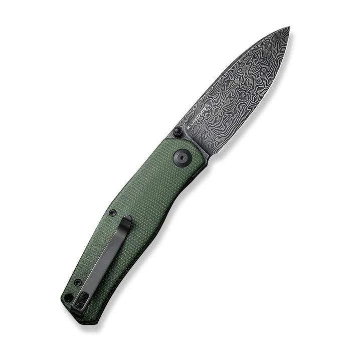 Civivi Sokoke Nested Liner Lock Green Canvas Micarta Drop Point Black Hand Rubbed Damascus - Knives.mx