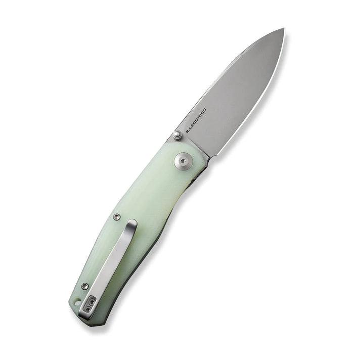 Civivi Sokoke Nested Liner Lock Natural Jade G10 Drop Point Silver Bead Blasted 14C28N - Knives.mx