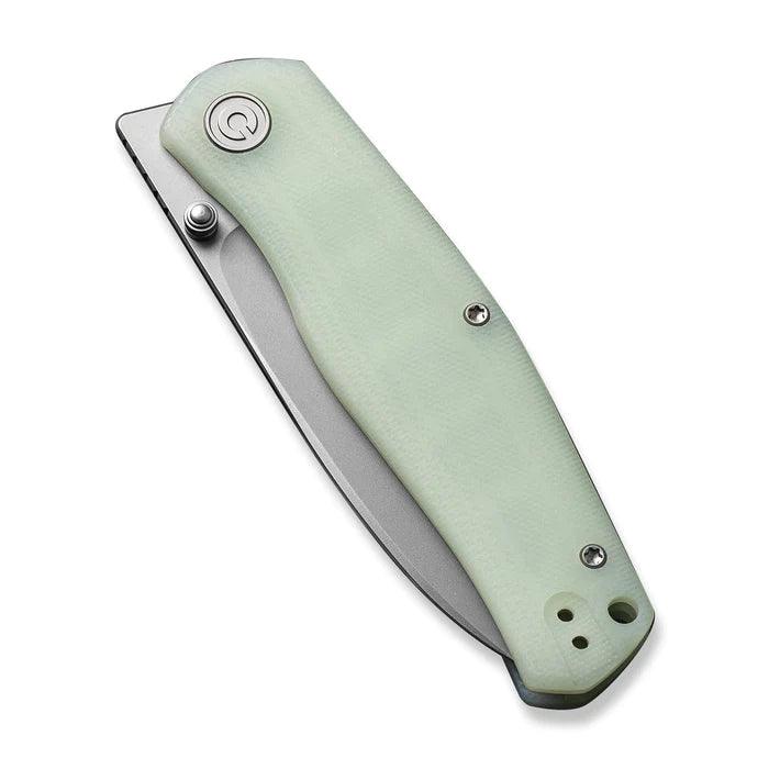 Civivi Sokoke Nested Liner Lock Natural Jade G10 Drop Point Silver Bead Blasted 14C28N - Knives.mx