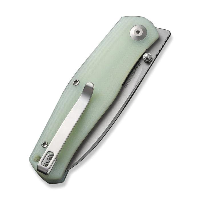 Civivi Sokoke Nested Liner Lock Natural Jade G10 Drop Point Silver Bead Blasted 14C28N - Knives.mx