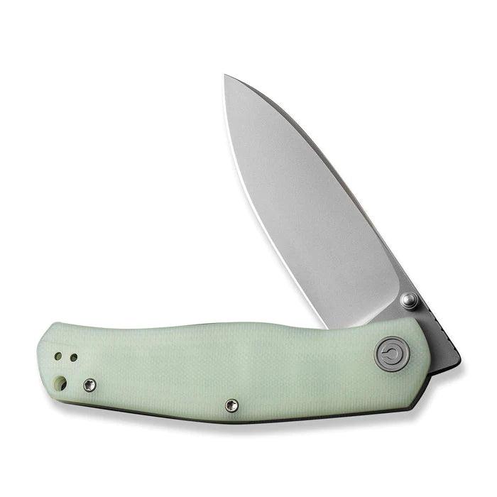 Civivi Sokoke Nested Liner Lock Natural Jade G10 Drop Point Silver Bead Blasted 14C28N - Knives.mx