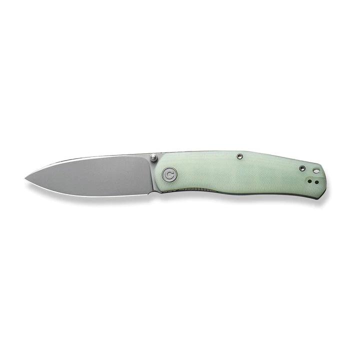 Civivi Sokoke Nested Liner Lock Natural Jade G10 Drop Point Silver Bead Blasted 14C28N - Knives.mx