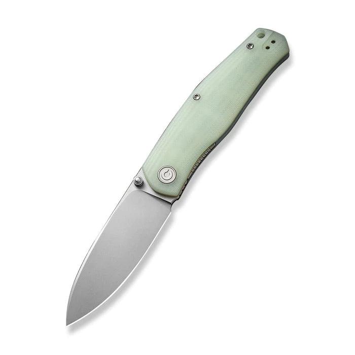 Civivi Sokoke Nested Liner Lock Natural Jade G10 Drop Point Silver Bead Blasted 14C28N - Knives.mx