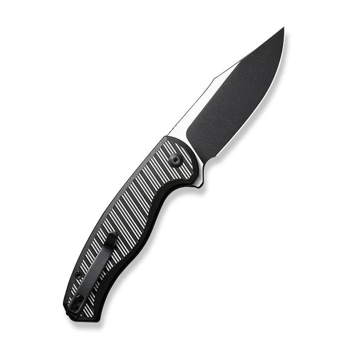 Civivi Stormhowl Button Lock Black, Satin Flat Aluminum Black Stonewashed Clip Point Nitro-V - Knives.mx