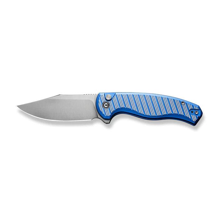 Civivi Stormhowl Button Lock Bright Blue, Satin Flat Aluminum Satin Clip Point Nitro-V - Knives.mx