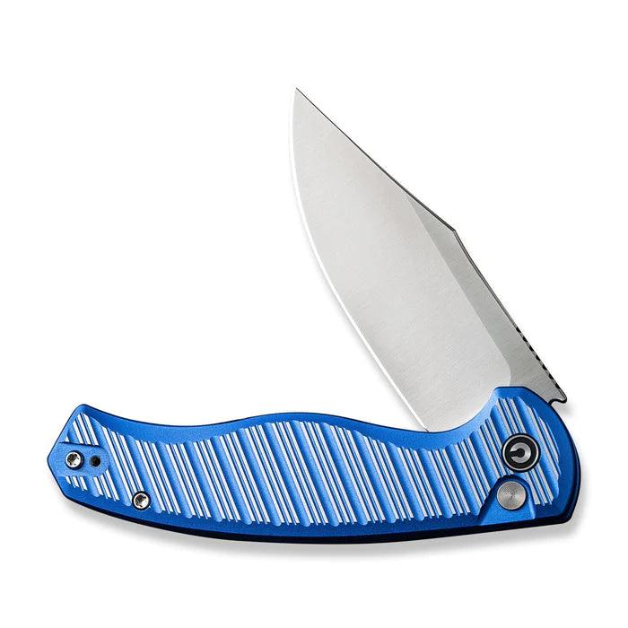 Civivi Stormhowl Button Lock Bright Blue, Satin Flat Aluminum Satin Clip Point Nitro-V - Knives.mx