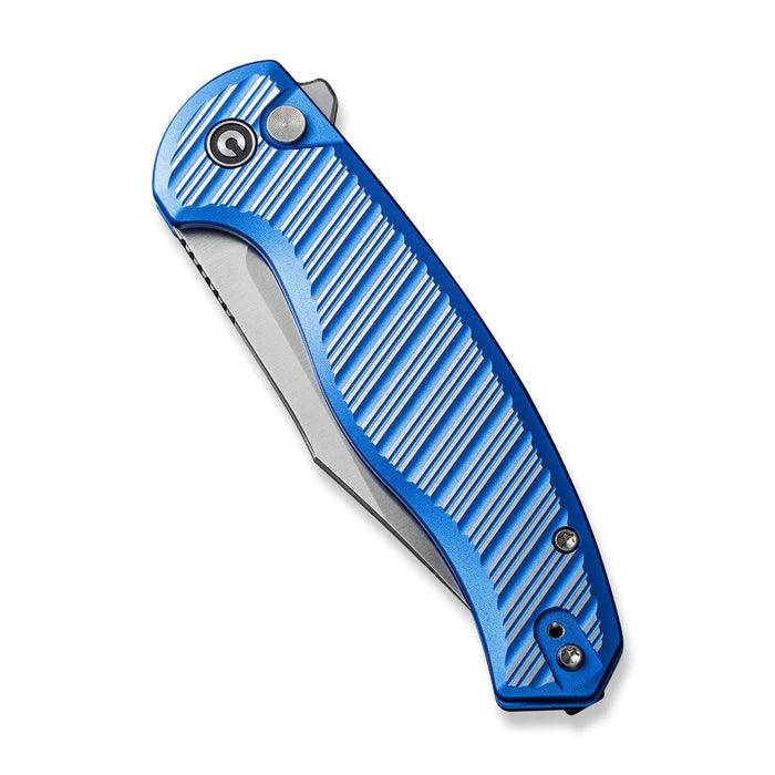 Civivi Stormhowl Button Lock Bright Blue, Satin Flat Aluminum Satin Clip Point Nitro-V - Knives.mx