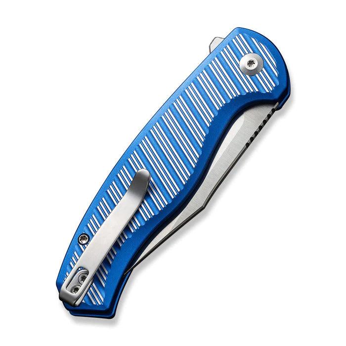 Civivi Stormhowl Button Lock Bright Blue, Satin Flat Aluminum Satin Clip Point Nitro-V - Knives.mx