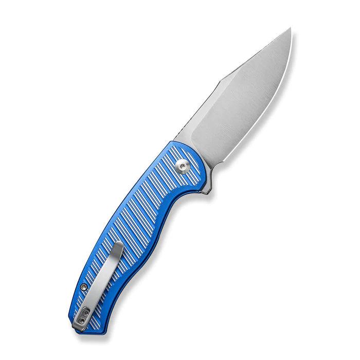 Civivi Stormhowl Button Lock Bright Blue, Satin Flat Aluminum Satin Clip Point Nitro-V - Knives.mx