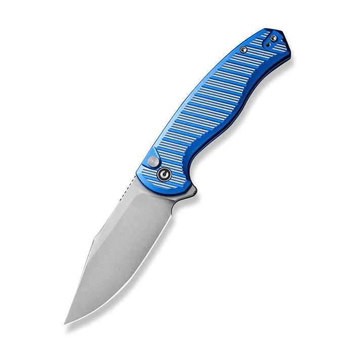 Civivi Stormhowl Button Lock Bright Blue, Satin Flat Aluminum Satin Clip Point Nitro-V - Knives.mx