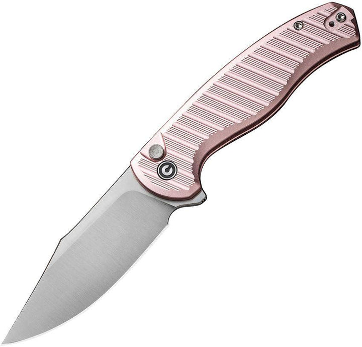 Civivi Stormhowl Button Lock Light Pink Aluminum Satin Clip Point Nitro-V - Knives.mx