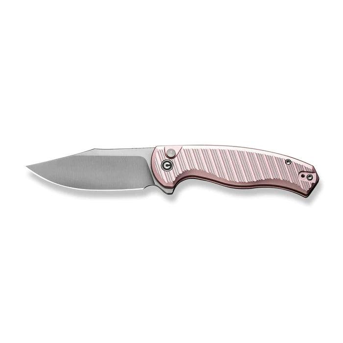 Civivi Stormhowl Button Lock Light Pink Aluminum Satin Clip Point Nitro-V - Knives.mx