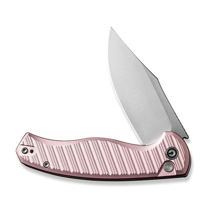 Civivi Stormhowl Button Lock Light Pink Aluminum Satin Clip Point Nitro-V - Knives.mx