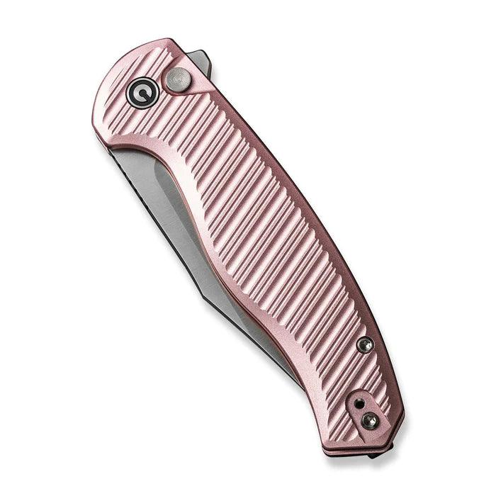 Civivi Stormhowl Button Lock Light Pink Aluminum Satin Clip Point Nitro-V - Knives.mx