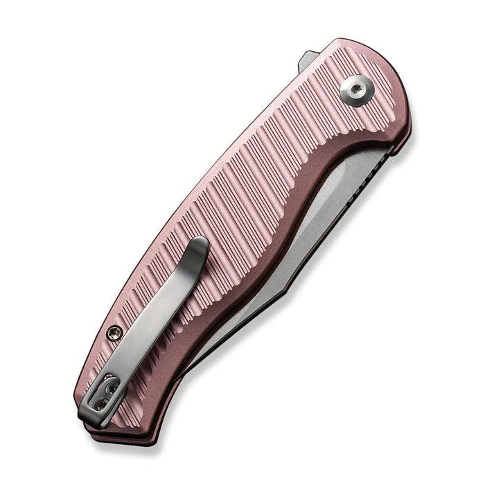 Civivi Stormhowl Button Lock Light Pink Aluminum Satin Clip Point Nitro-V - Knives.mx