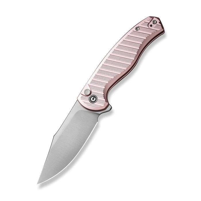 Civivi Stormhowl Button Lock Light Pink Aluminum Satin Clip Point Nitro-V - Knives.mx