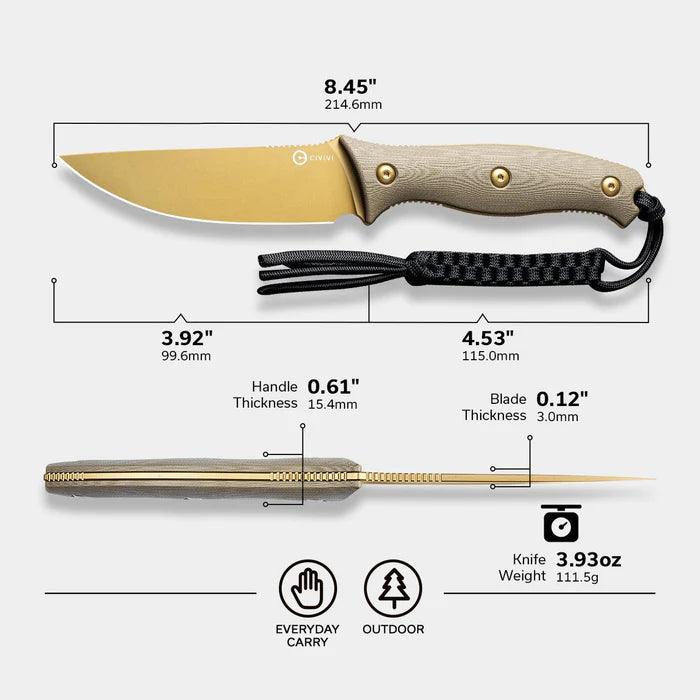 Civivi Stormridge Tan G10 Desert Tan Stonewashed Nitro-V - Knives.mx