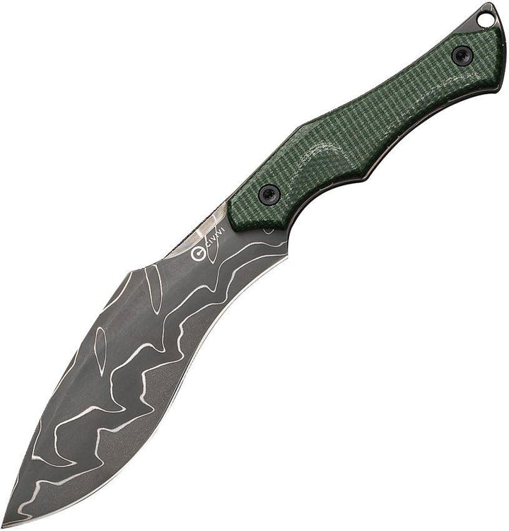 Civivi Vaquita II Neck Knife Green Canvas Micarta Kukri Damascus - Knives.mx