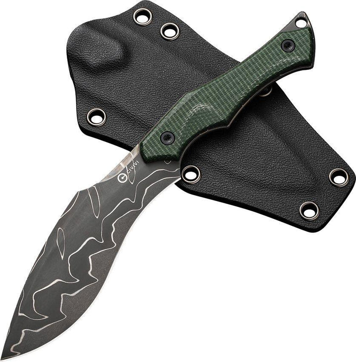 Civivi Vaquita II Neck Knife Green Canvas Micarta Kukri Damascus - Knives.mx