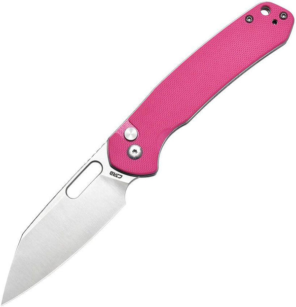 CJRB Pyrite Button Lock Pink G10 Sand Blast Wharncliffe AR-RPM9 - Knives.mx