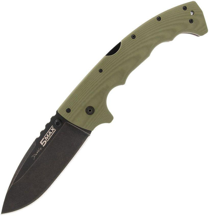 Cold Steel 5 Max Lockback OD Green G10 Black Stonewash Drop Point S35VN - Knives.mx