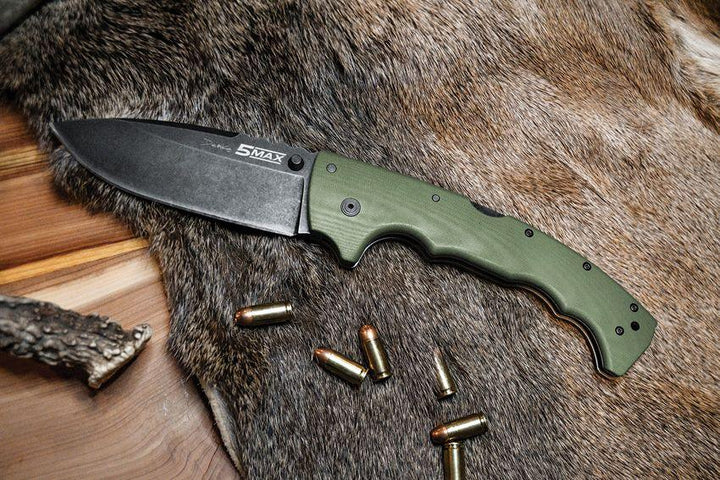 Cold Steel 5 Max Lockback OD Green G10 Black Stonewash Drop Point S35VN - Knives.mx