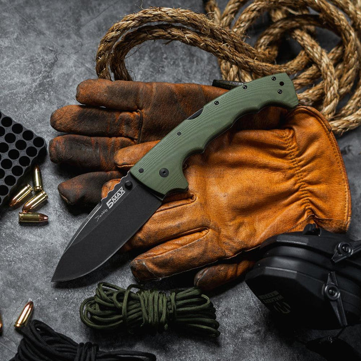 Cold Steel 5 Max Lockback OD Green G10 Black Stonewash Drop Point S35VN - Knives.mx