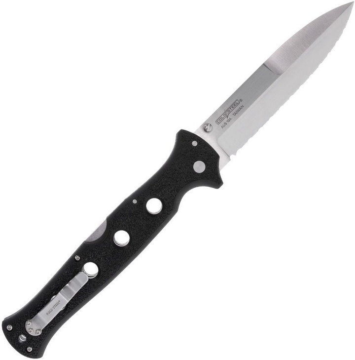 Cold Steel Counter Point XL 6" Tri-Ad Lock Black Griv-Ex Satin Serrated Spear Point AUS10A - Knives.mx