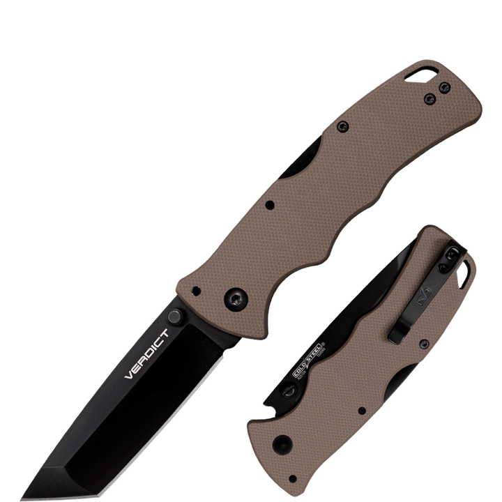 Cold Steel Verdict Lockback Dark Earth G10 Black Tanto AUS-10A - Knives.mx