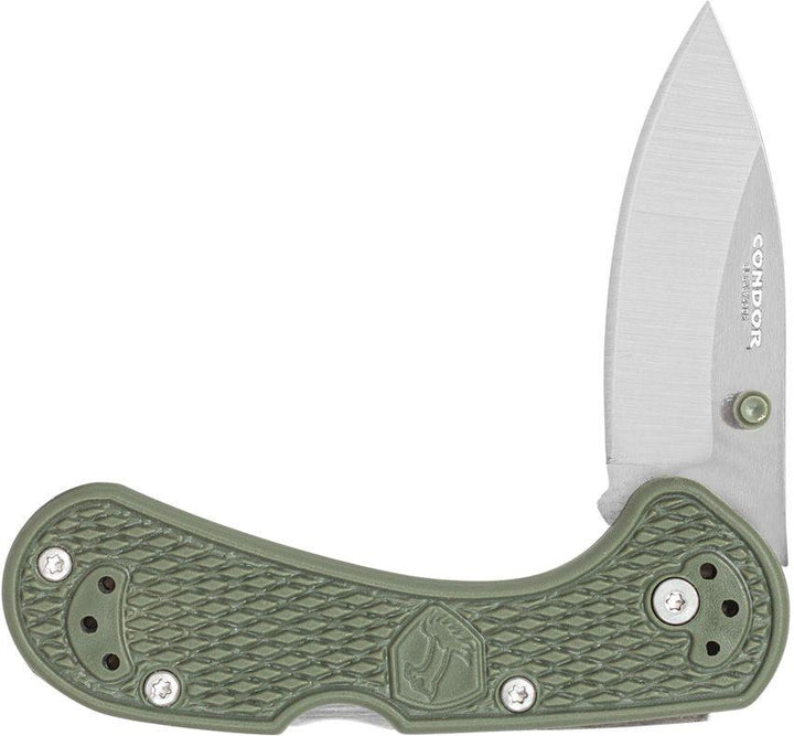 Condor Cadejo Drop Point Folder Army Green Textured Zytel Satin 14C28N Sandvik - Knives.mx