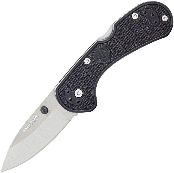 Condor Cadejo Drop Point Folder Black Textured Zytel Satin 14C28N Sandvik - Knives.mx