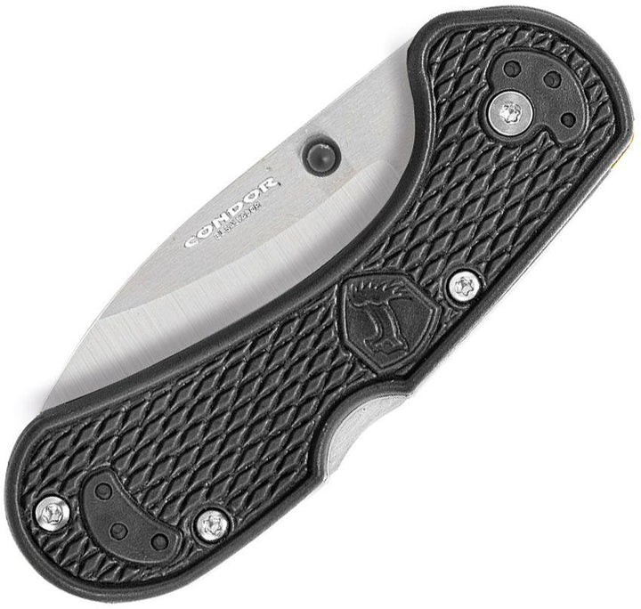 Condor Cadejo Drop Point Folder Black Textured Zytel Satin 14C28N Sandvik - Knives.mx