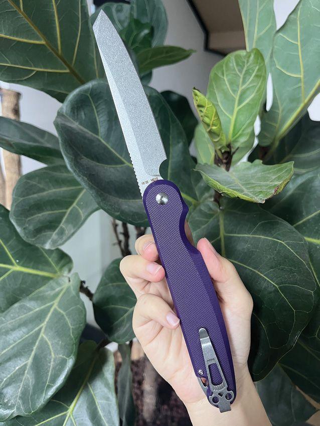 Daggerr Knives Anaconda Button Lock Purple G10 Stonewash VG-10 - Knives.mx
