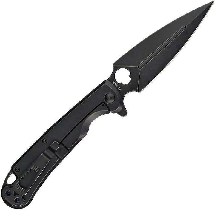 Daggerr Knives Arrow Framelock Blackout Stainless Handle Stonewash D2 - Knives.mx