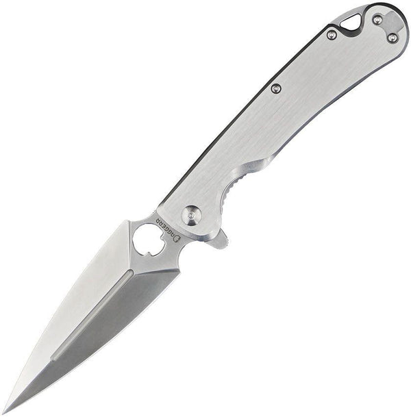 Daggerr Knives Arrow Framelock Brushed Stainless Handle Satin D2 - Knives.mx