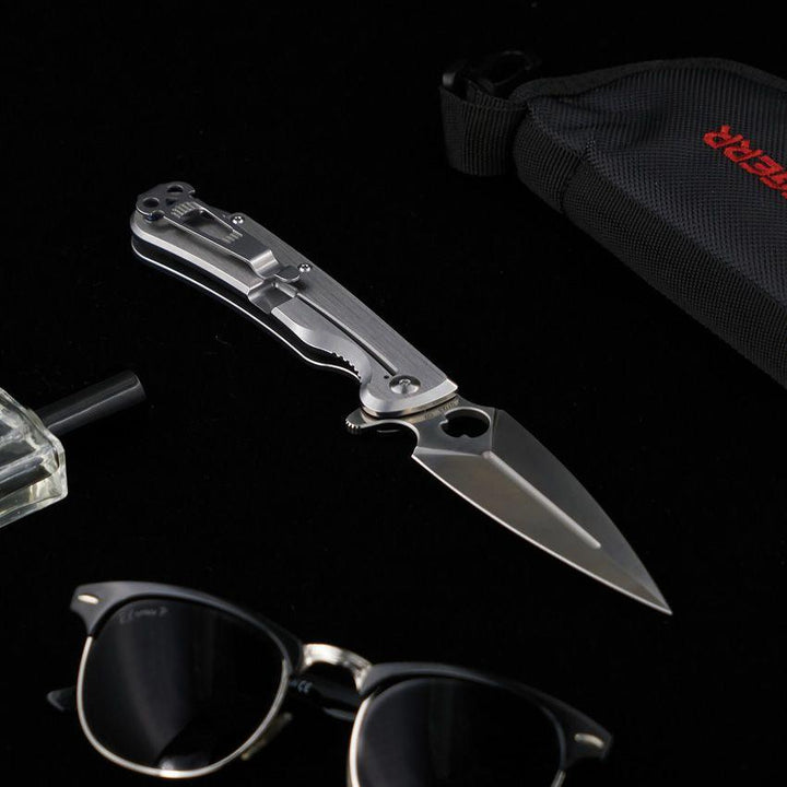 Daggerr Knives Arrow Framelock Brushed Stainless Handle Satin D2 - Knives.mx