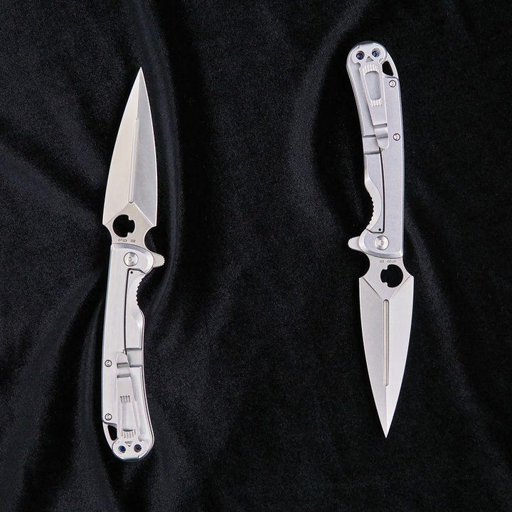 Daggerr Knives Arrow Framelock Brushed Stainless Handle Satin D2 - Knives.mx
